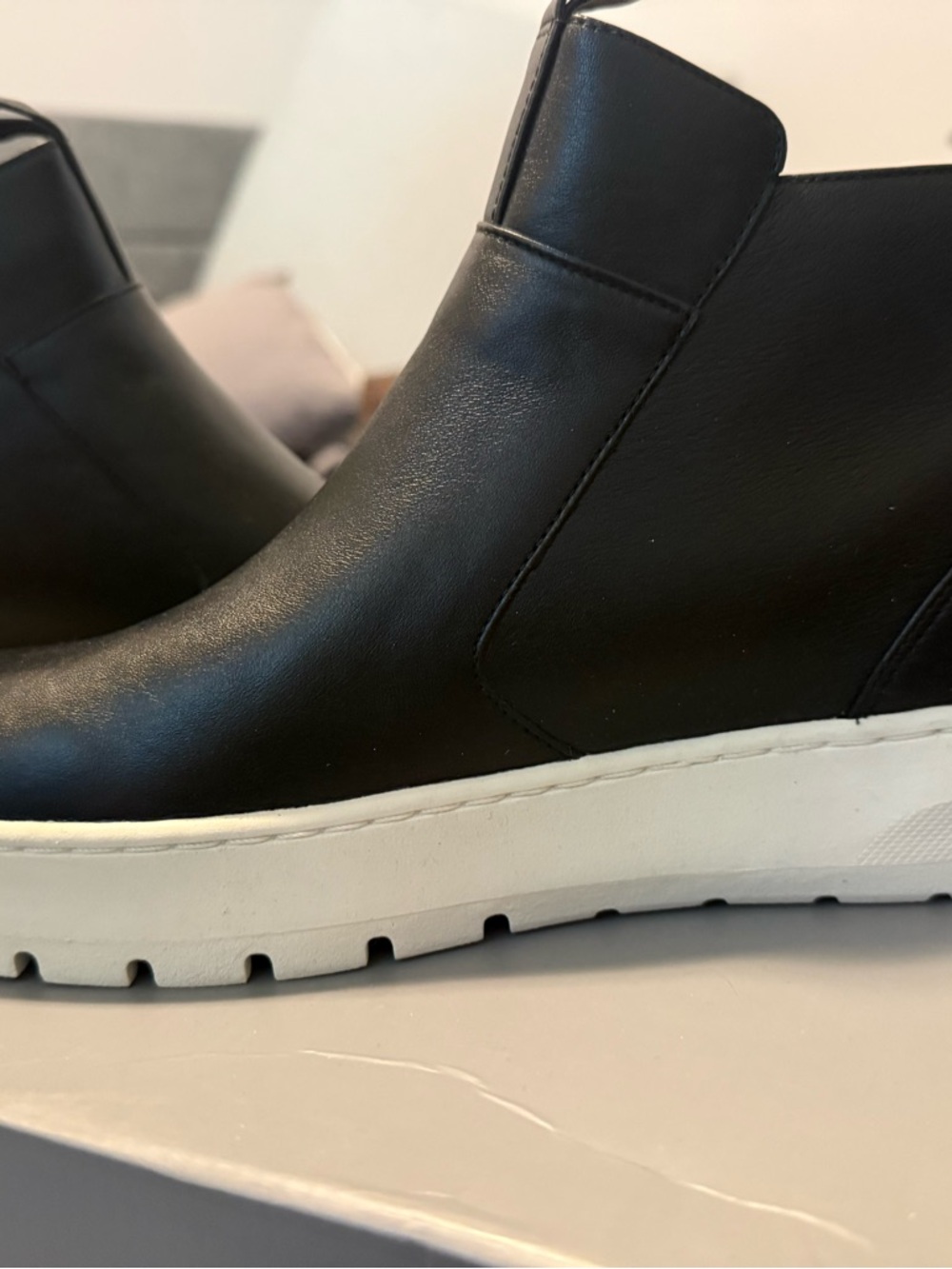 Vionic Black Leather Zip-Detail High-Top Sneaker with White Sole - Picture 2 of 6